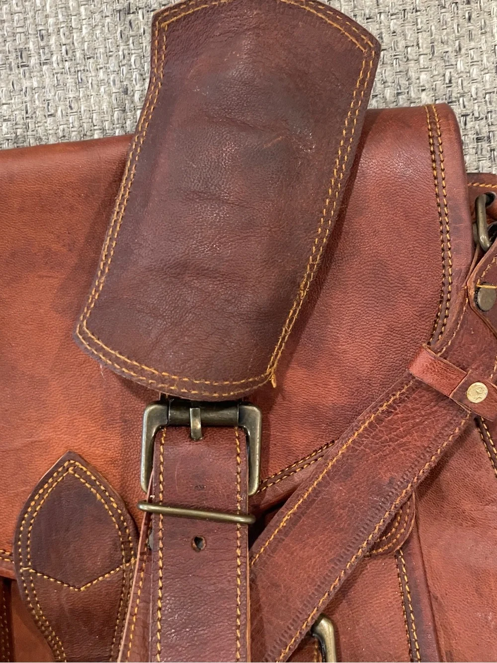 Brown Leather Messenger Bag Crossbody Satchel Briefcase Rustic Heritage academia